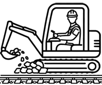 Einsatz von Baumaschinen im Gleisbau